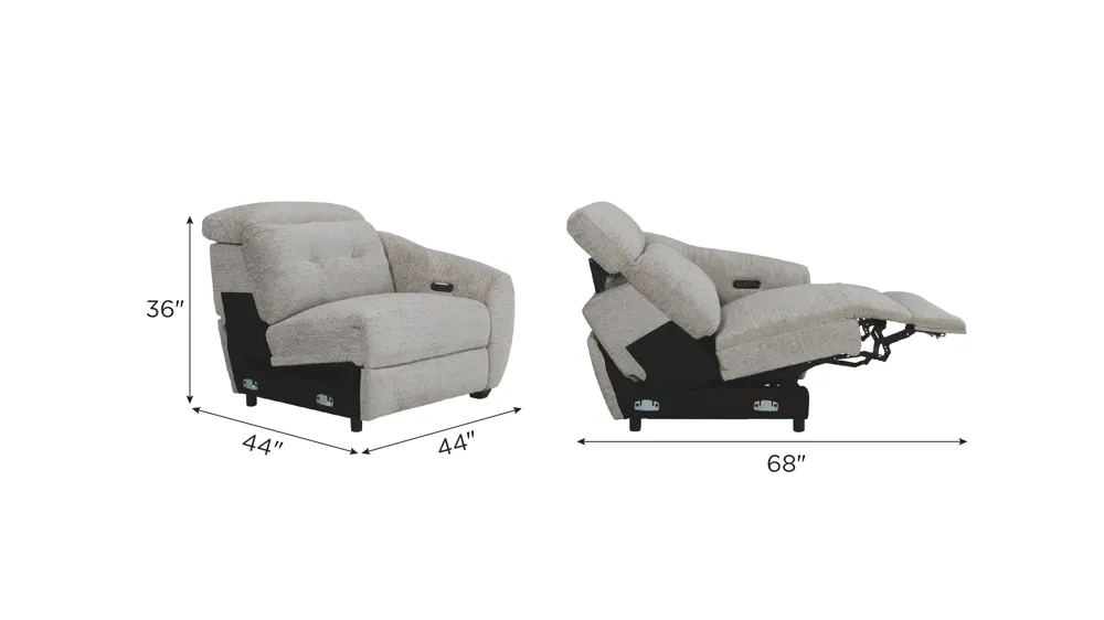 Carson Right Arm Facing Dual Power Recliner Dimensions