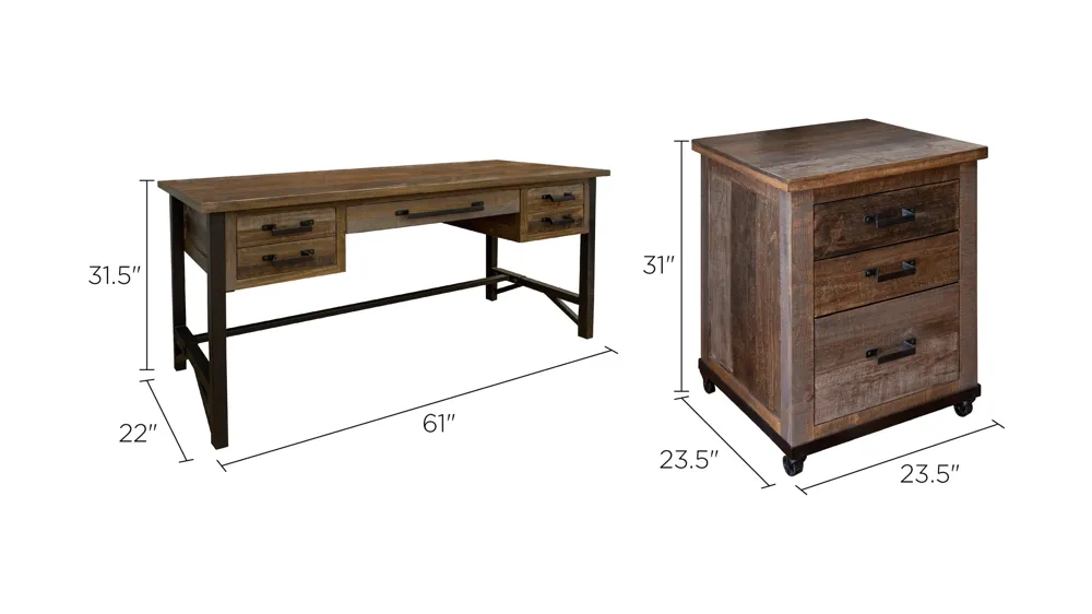 Loft Brown 2-pc. Home Office Set Dimensions