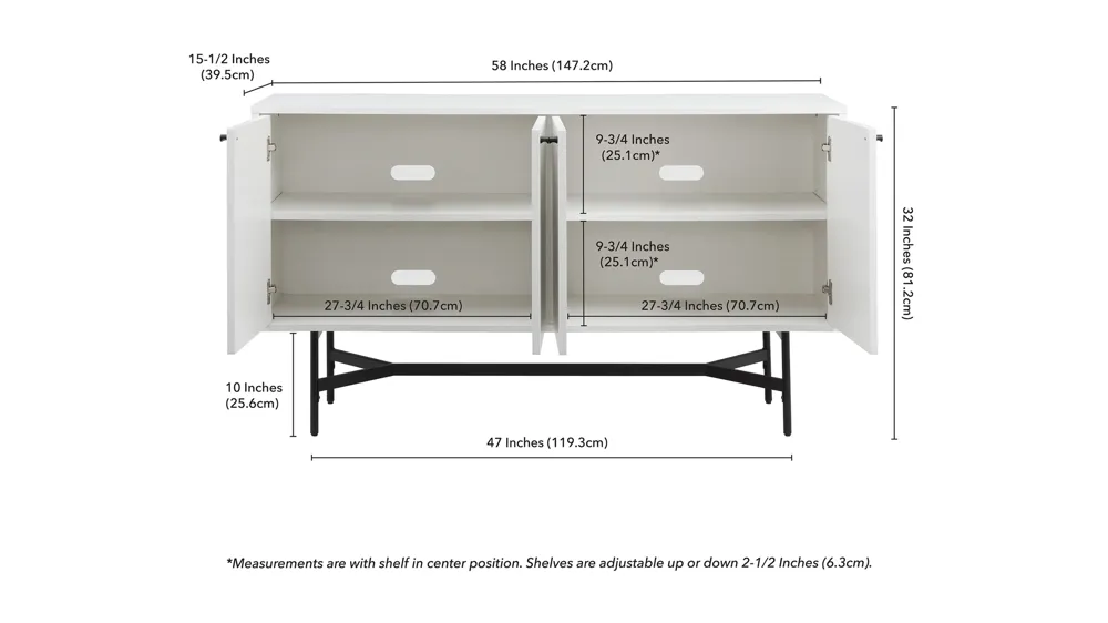 Richmond Buffet Table Dimensions