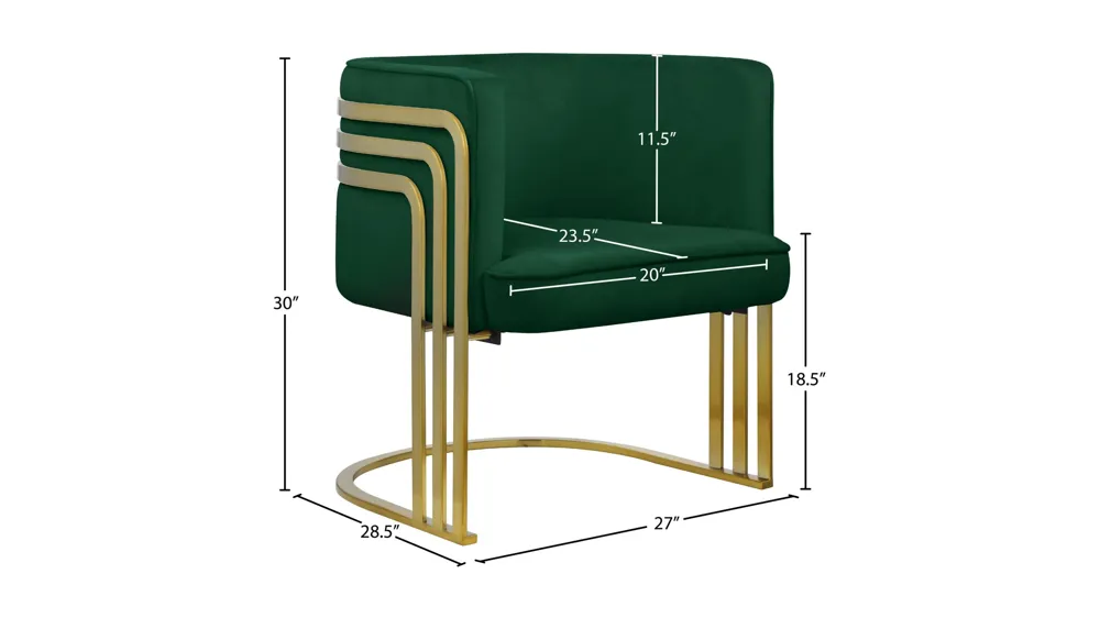 Rays Velvet Accent Chair Dimensions