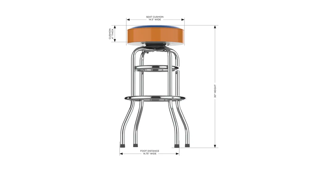 MLB Backless Swivel Bar Stool Dimensions