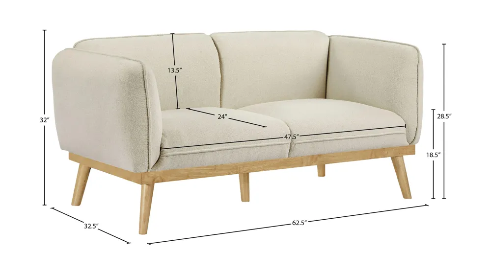 Nolita Boucle Fabric Loveseat Dimensions