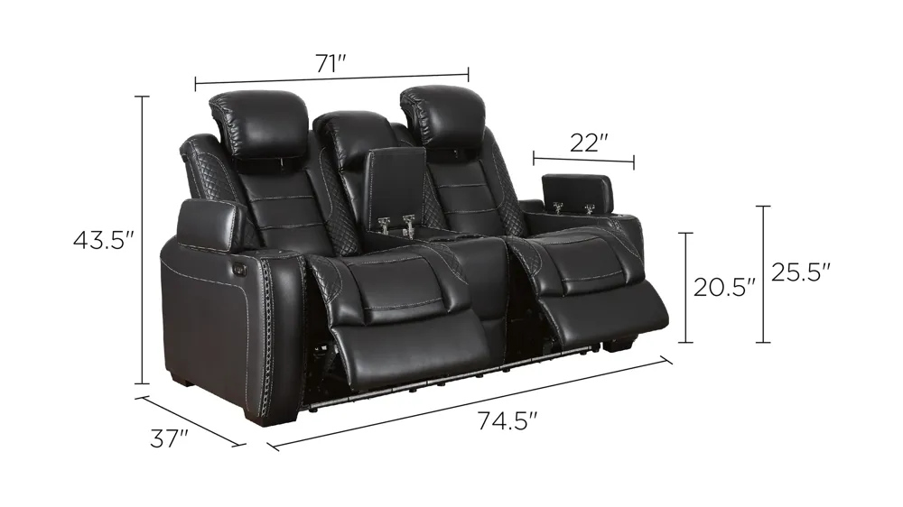 Dalyn Power-Reclining Loveseat w/ Power Headrest Dimensions