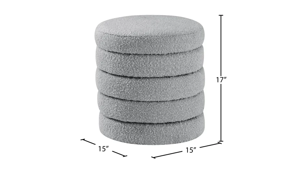 Aphia Boucle Fabric Ottoman/Stool Dimensions