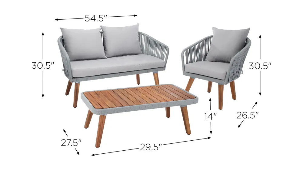 Dandra 4-pc. Patio Set Dimensions