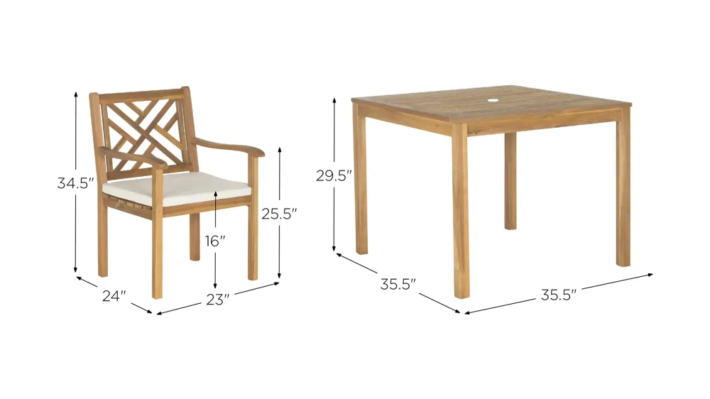 Alton 5-pc. Outdoor Dining Set Dimensions