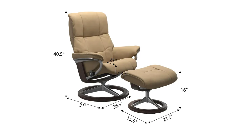 Mayfair Large Signature Chair w/ Ottoman Dimensions
