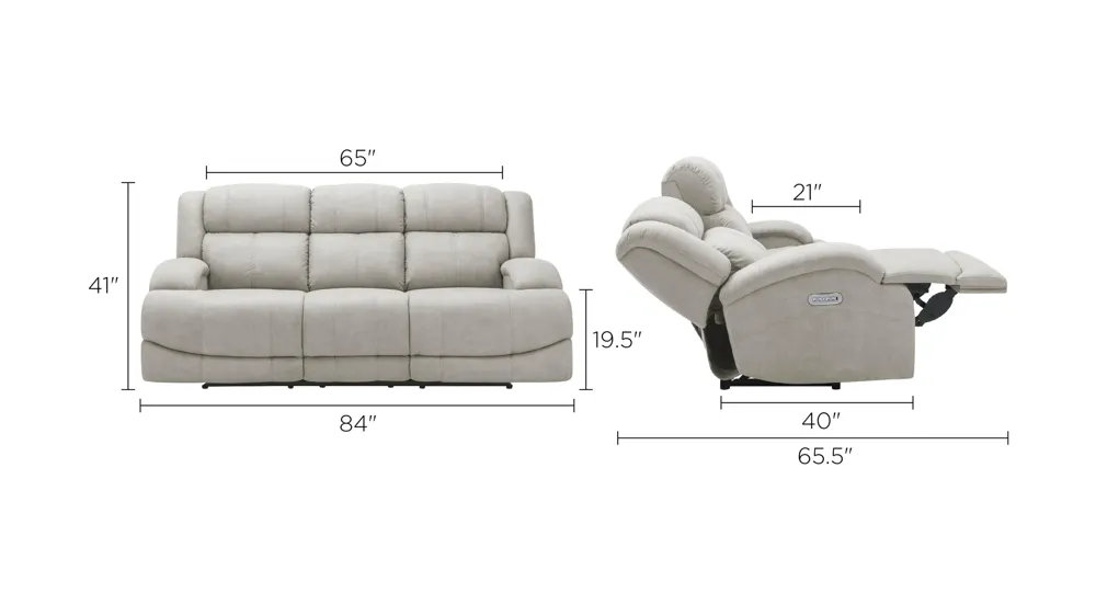 Quincey Power-Reclining Sofa Dimensions