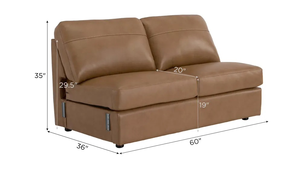 Harley Leather Armless Loveseat | Raymour & Flanigan
