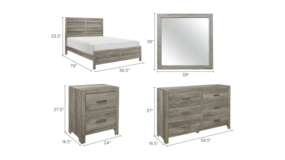 Terrace 4-pc. Panel Bedroom Set Dimensions