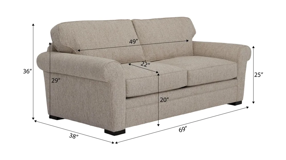 Artemis III Loveseat Dimensions