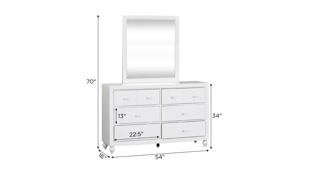 Cottage View Dresser w/Mirror Dimensions