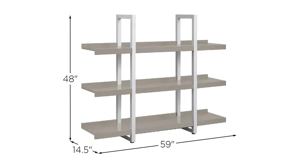 Kristoff Wide 3-Shelf Etagere Bookcase Dimensions