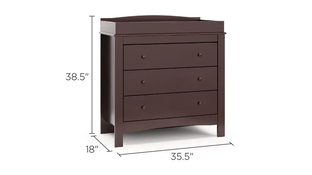 Nolan 3-Drawer Chest w/Topper Dimensions