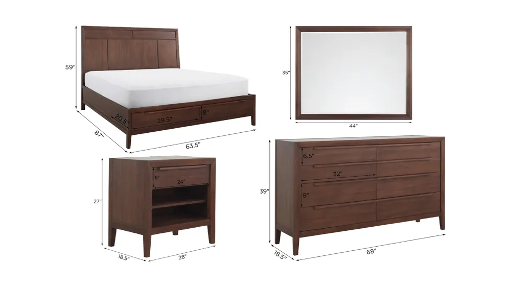 Arcadia 4-pc. Platform Storage Bedroom Set Dimensions