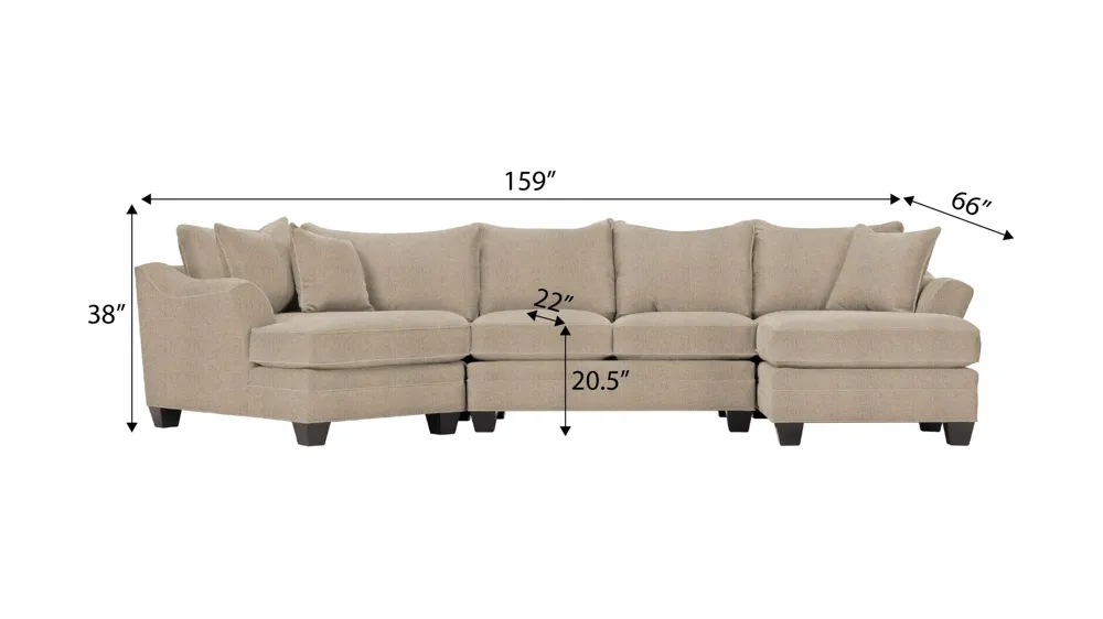 Foresthill 3-pc. Right Hand Facing Sectional Sofa Dimensions