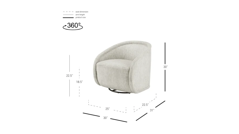 Margareth Swivel Arm Chair Dimensions