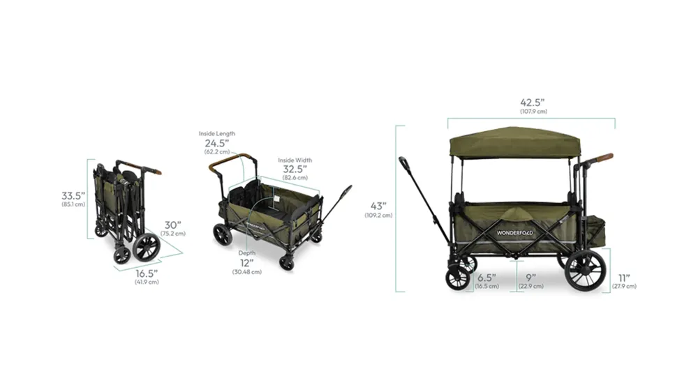 Push and Pull Quad Stroller Wagon Dimensions