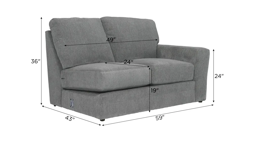 Kristoff Right Arm Facing Loveseat Dimensions