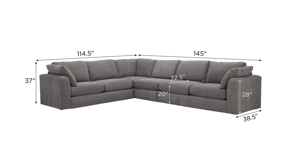 Nappily 4-pc. Sectional Dimensions