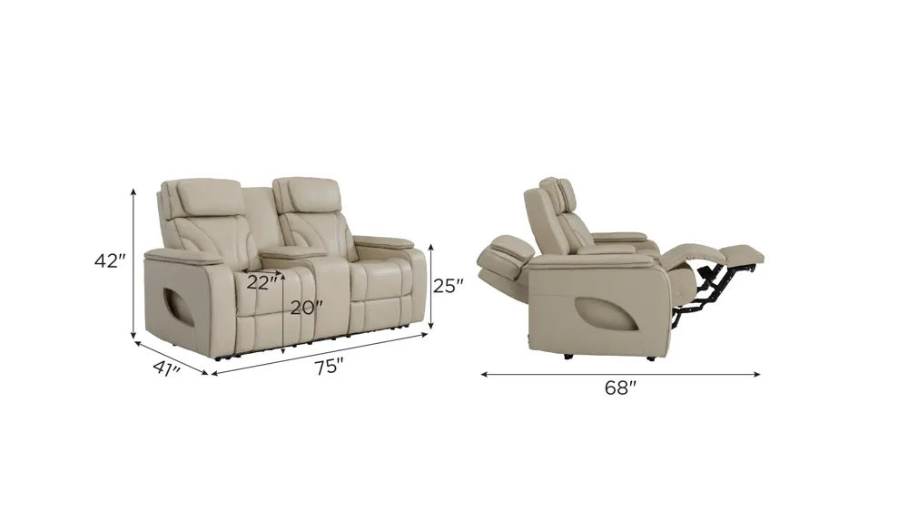 Avis Zero Gravity Power Console Loveseat w/ Power Headrest, Heat