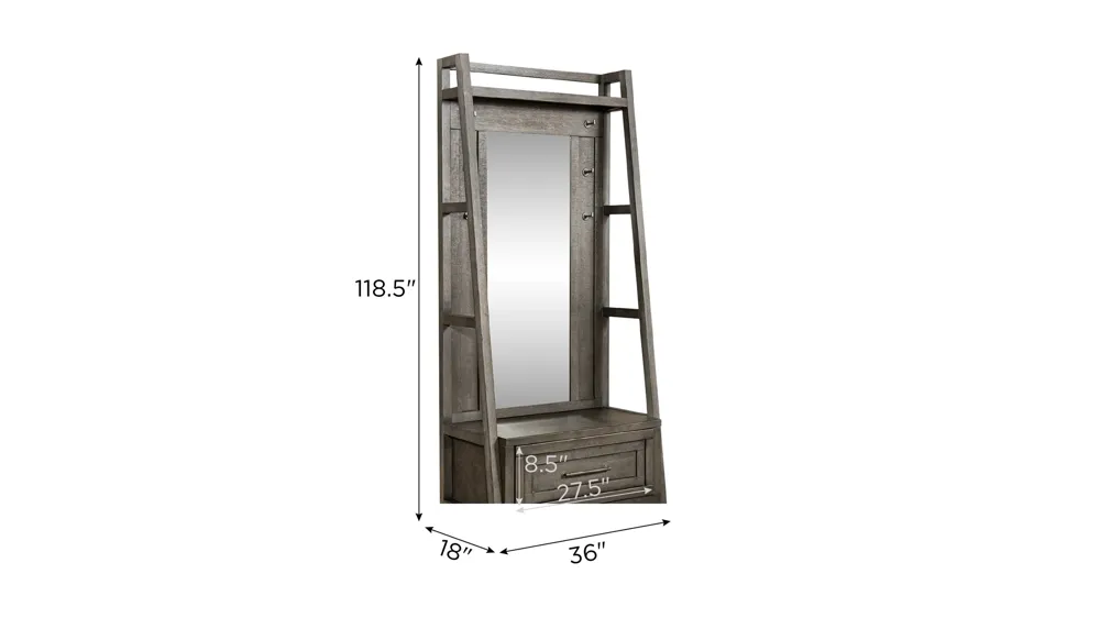 Marguerite 2-Pc Hall Tree Dimensions