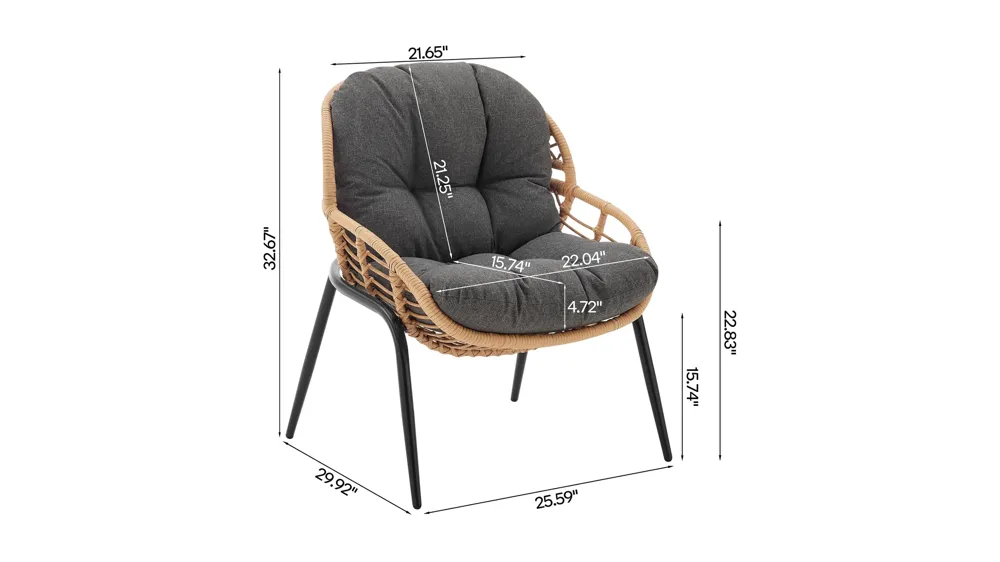 Pine 4 Pc Patio Conversation Set Dimensions