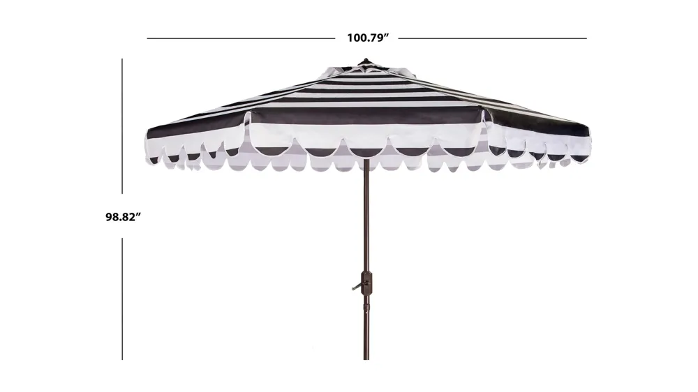 Muriel Single Scallop Striped 9 ft Crank Push Button Tilt Umbrella Dimensions