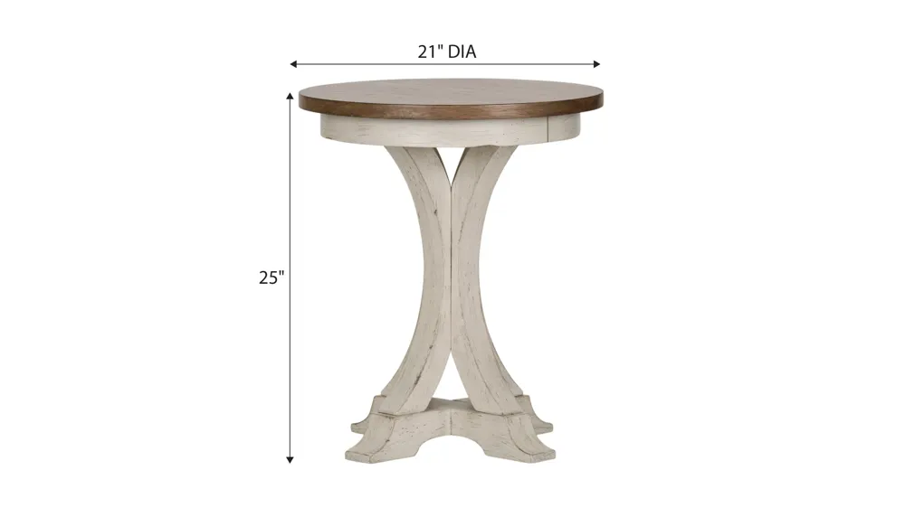 Farmhouse Reimagined Round Chairside Table Dimensions