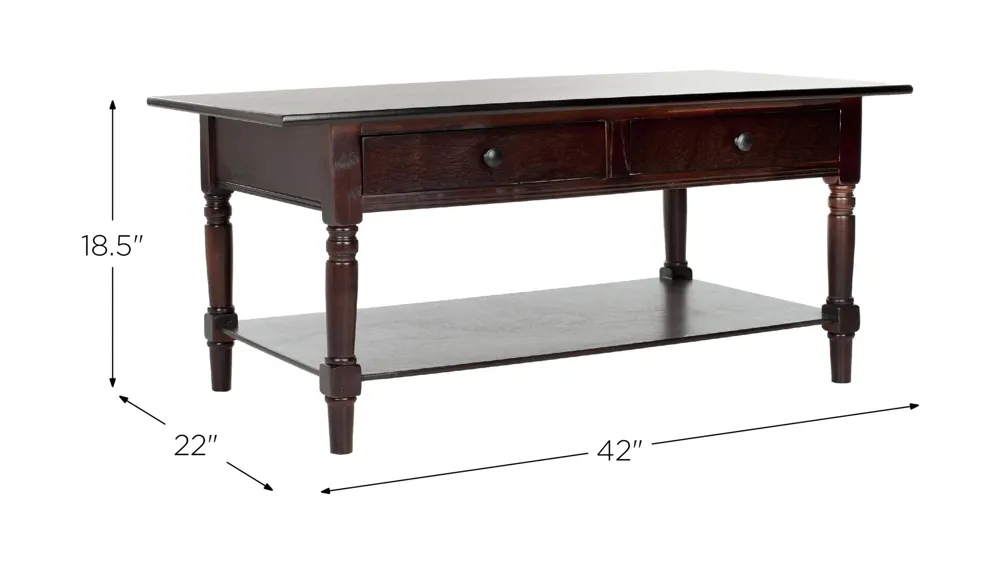 Alphonse 2 Drawer Coffee Table Dimensions