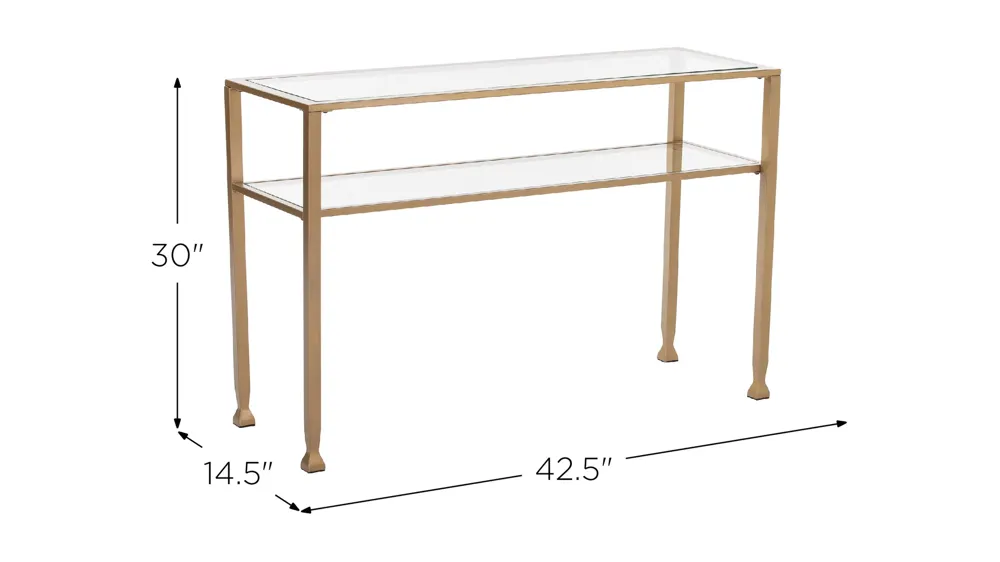 Bexley Metal/Glass Console Table Dimensions
