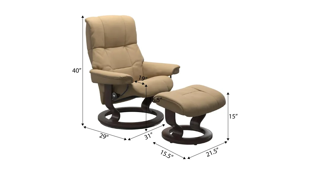 Mayfair Medium Classic Chair & Ottoman Dimensions