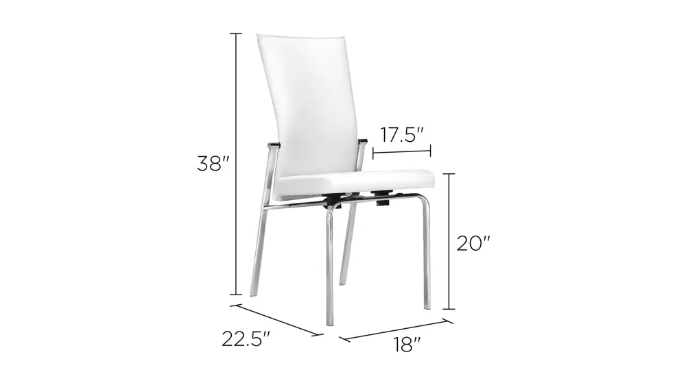 Paloma White Motion Back Dining Chair Dimensions