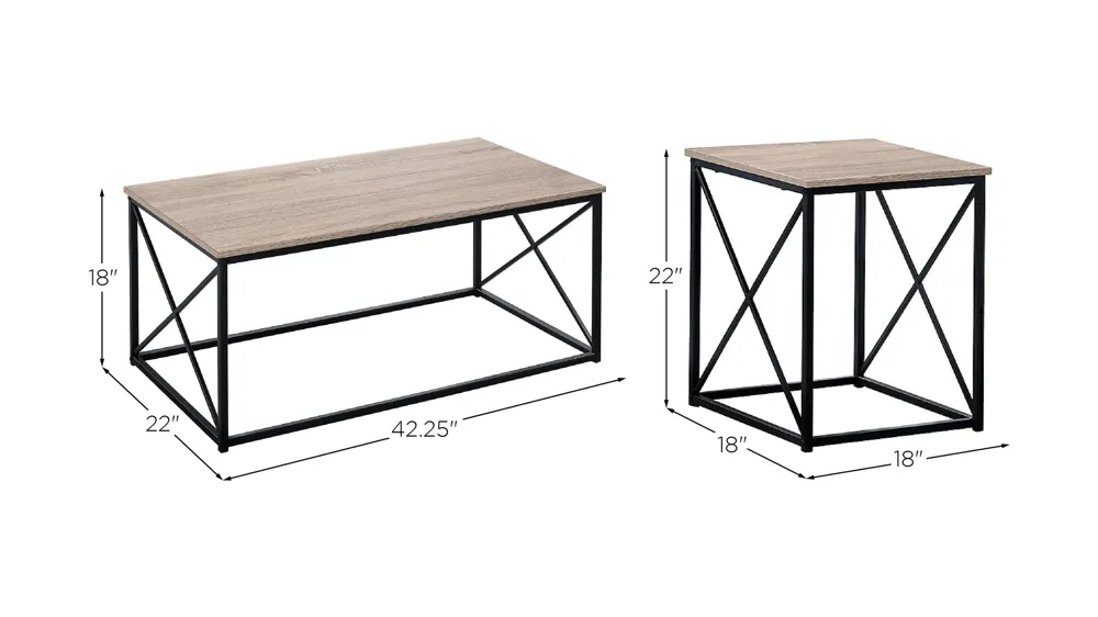 Monarch Specialties 3-pc. Table Set Dimensions
