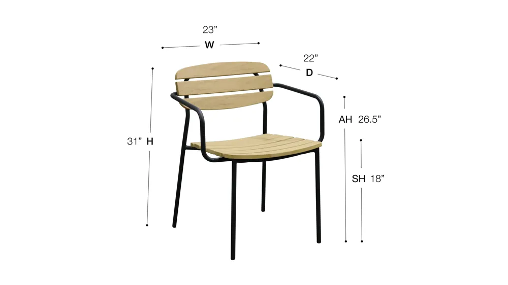 Kalmar Outdoor Armchair - Set of 2 Dimensions