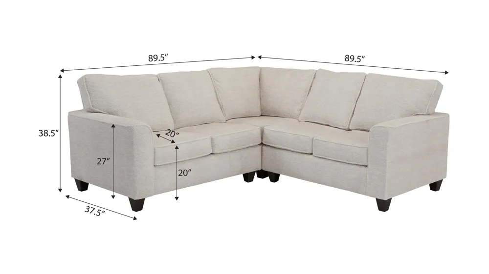 Dune 3-pc. Sectional Dimensions
