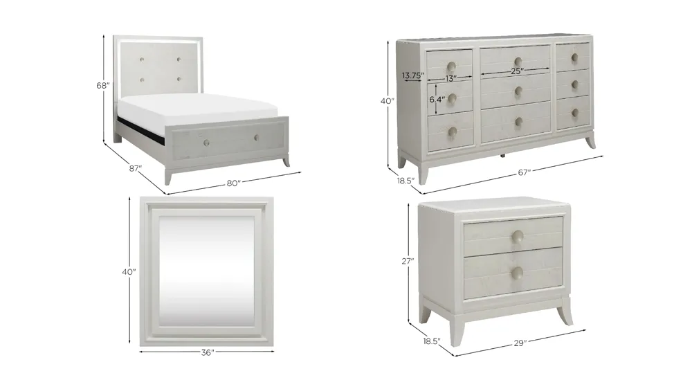 Giovanna 4-pc. Bedroom Set Dimensions