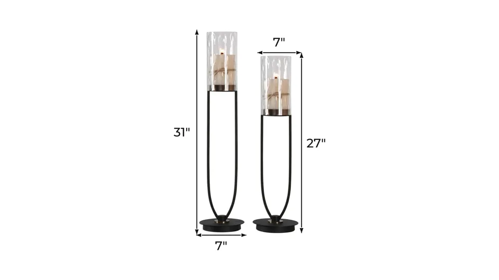 Durga Iron Work Candleholders: Set of 2 Dimensions