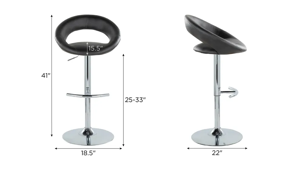 Posh Adjustable Barstool - Set of 2 Dimensions