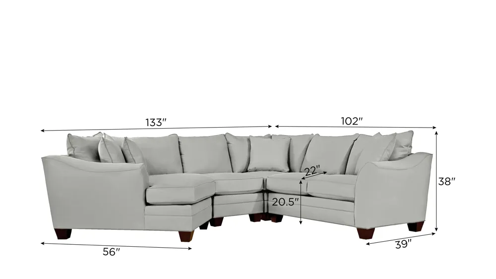 Foresthill 4-pc. Left Hand Cuddler Sectional Sofa Dimensions