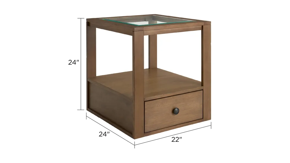 Kaywood Glass Top End Table Dimensions