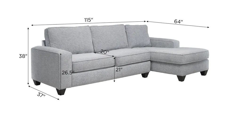 Alston 2-pc. Sofa Chaise Dimensions