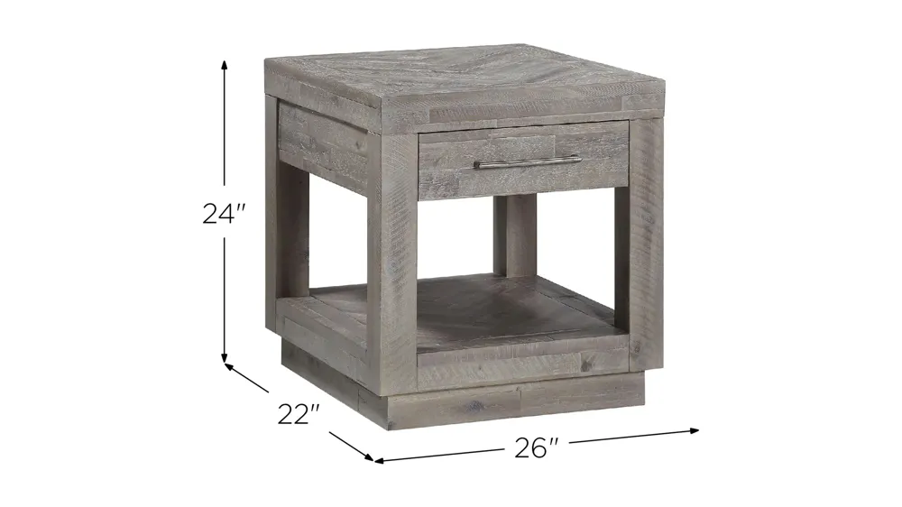 Alexandra Solid Wood One Drawer End Table Dimensions