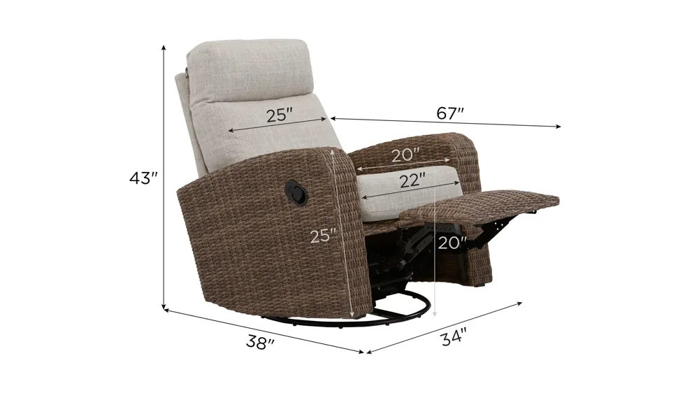 Takumi Outdoor Swivel Glider Recliner Dimensions