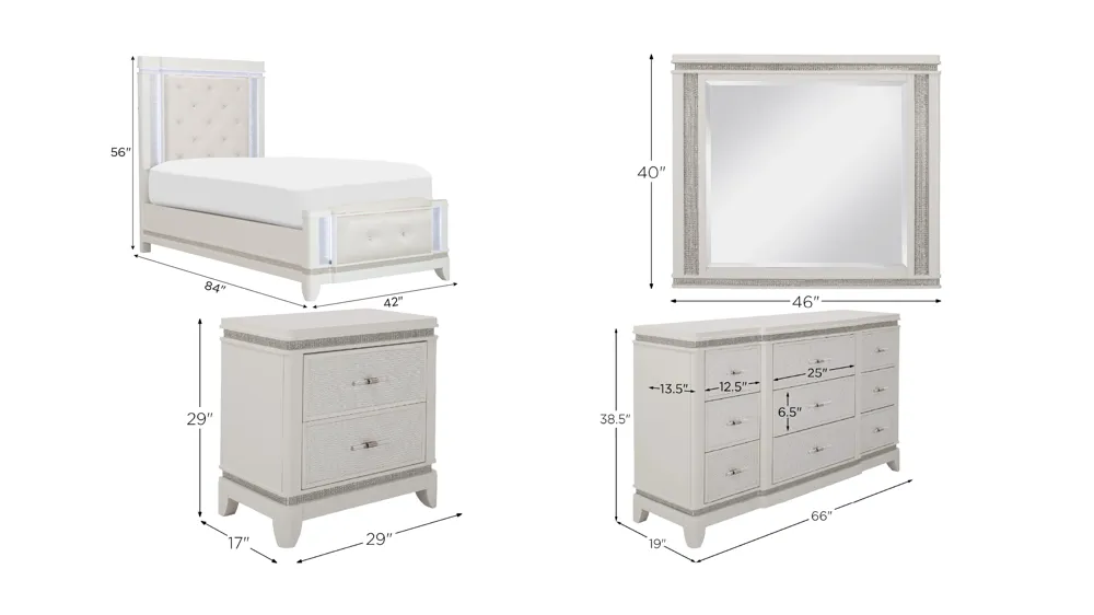 Carmelita 4-pc. Bedroom Set Dimensions