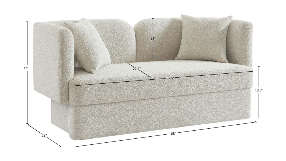 Marcel Boucle Fabric Loveseat Dimensions