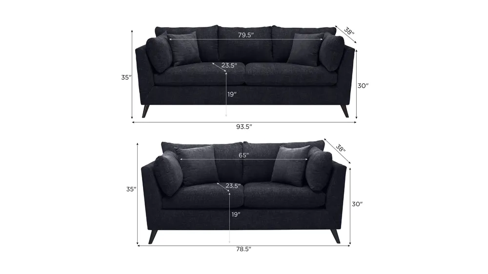 Caruso Living Room Set Dimensions