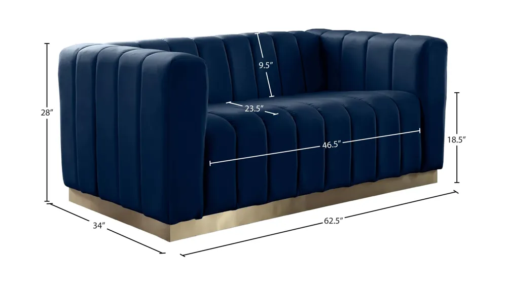 Marlon Velvet Loveseat Dimensions