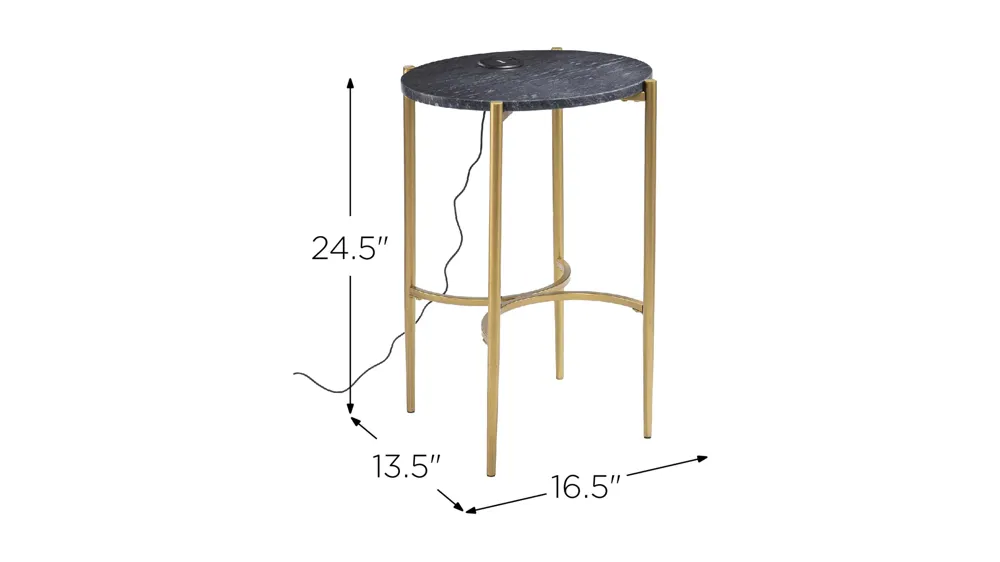Padstow Side Table W/Wireless Charging Dimensions
