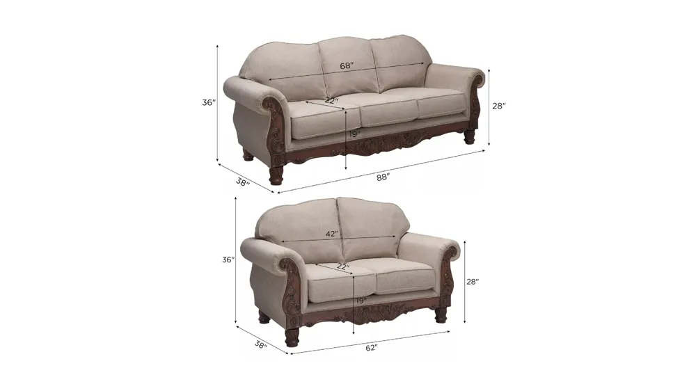 Palazzo Living Room Set Dimensions